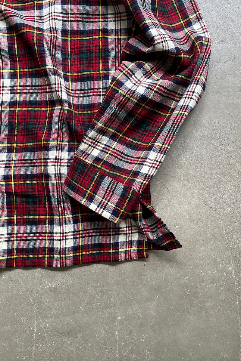 90'S COTTON FLANNEL SHIRT / CHECK [SIZE: M USED]