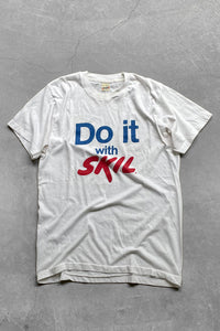 MADE IN USA 80'S DO IT WITH SKIL MESSAGE T-SHIRT / WHITE [SIZE: L USED]