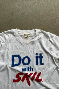 MADE IN USA 80'S DO IT WITH SKIL MESSAGE T-SHIRT / WHITE [SIZE: L USED]