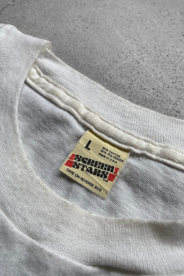 MADE IN USA 80'S DO IT WITH SKIL MESSAGE T-SHIRT / WHITE [SIZE: L USED]