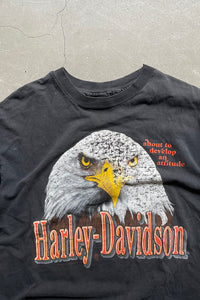 MADE IN USA 90'S EAGLE PRINT T-SHIRT / BLACK [SIZE: XL USED]