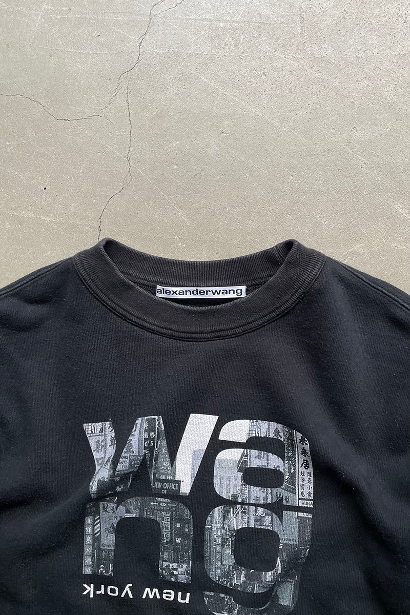 HEAVY TERRY GRAPHIC SWEATSHIRT / BLACK [SIZE: L USED]