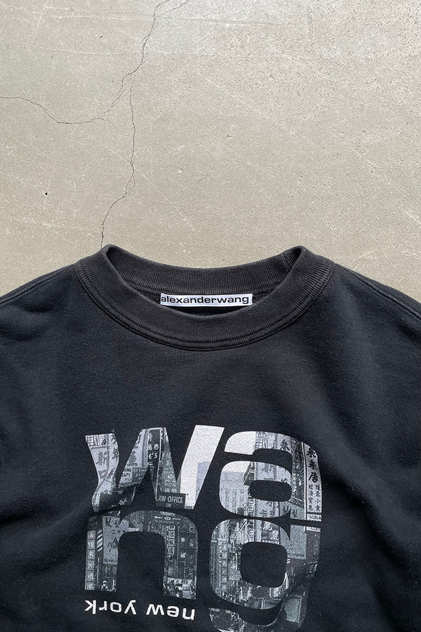 HEAVY TERRY GRAPHIC SWEATSHIRT / BLACK [SIZE: L USED]