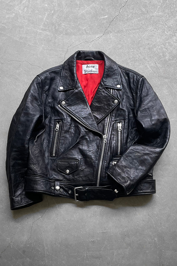 MADE IN TURKEY 17SS MERLYN OVERSIZED LEATHER BIKER JACKET / BLACK [SIZE: 40 USED]