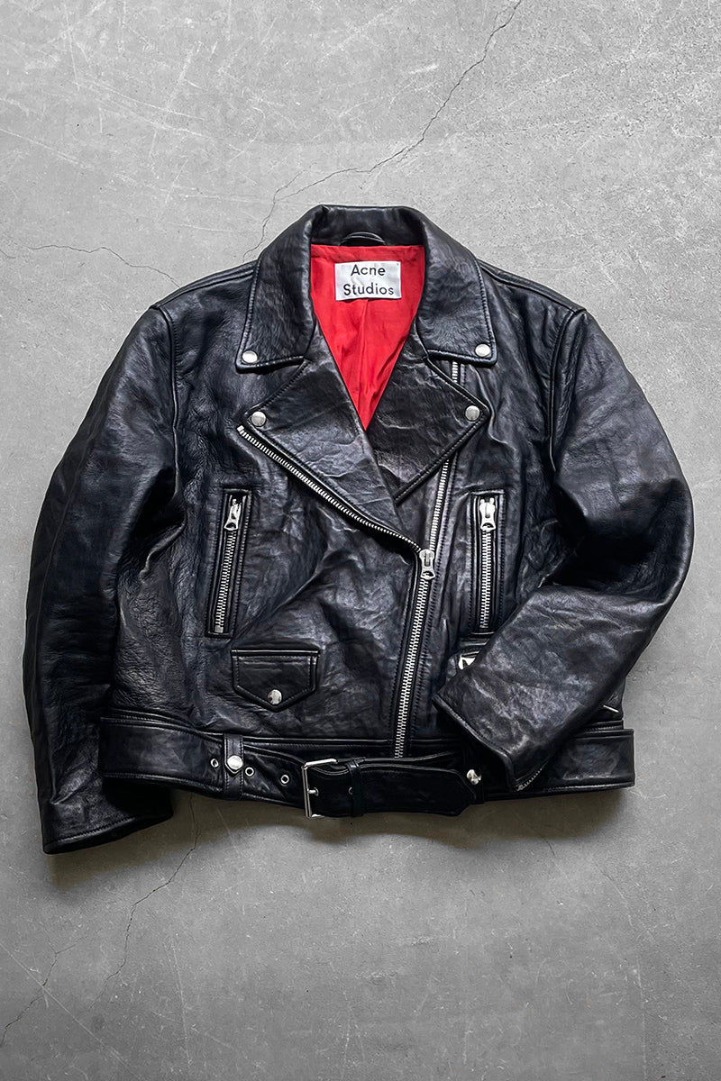 MADE IN TURKEY 17SS MERLYN OVERSIZED LEATHER BIKER JACKET / BLACK [SIZE: 40 USED]