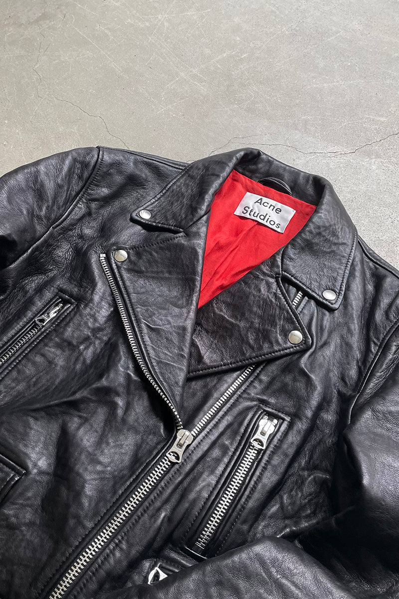 MADE IN TURKEY 17SS MERLYN OVERSIZED LEATHER BIKER JACKET / BLACK [SIZE: 40 USED]