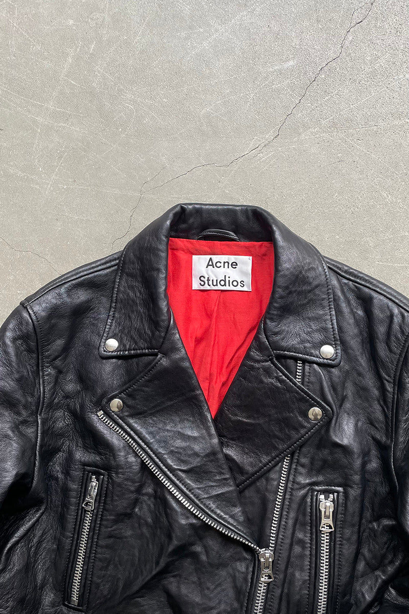 MADE IN TURKEY 17SS MERLYN OVERSIZED LEATHER BIKER JACKET / BLACK [SIZE: 40 USED]
