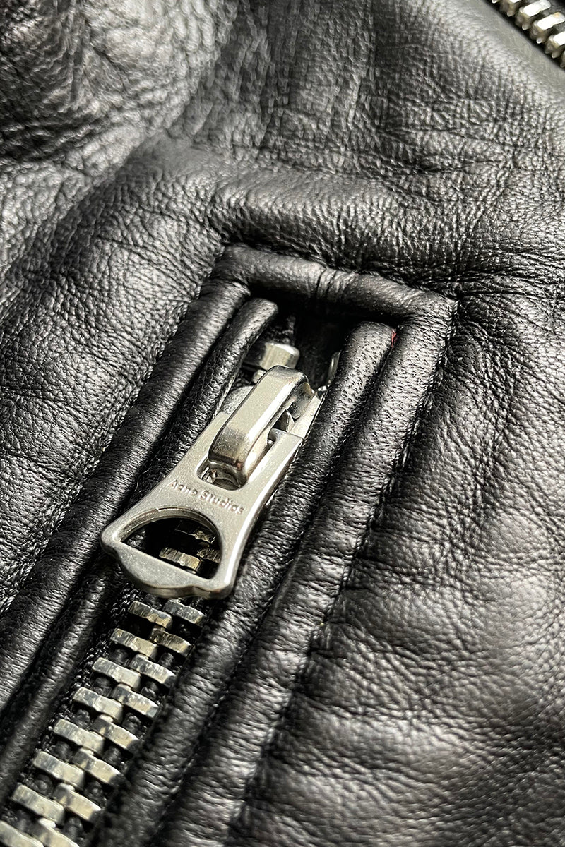 MADE IN TURKEY 17SS MERLYN OVERSIZED LEATHER BIKER JACKET / BLACK [SIZE: 40 USED]