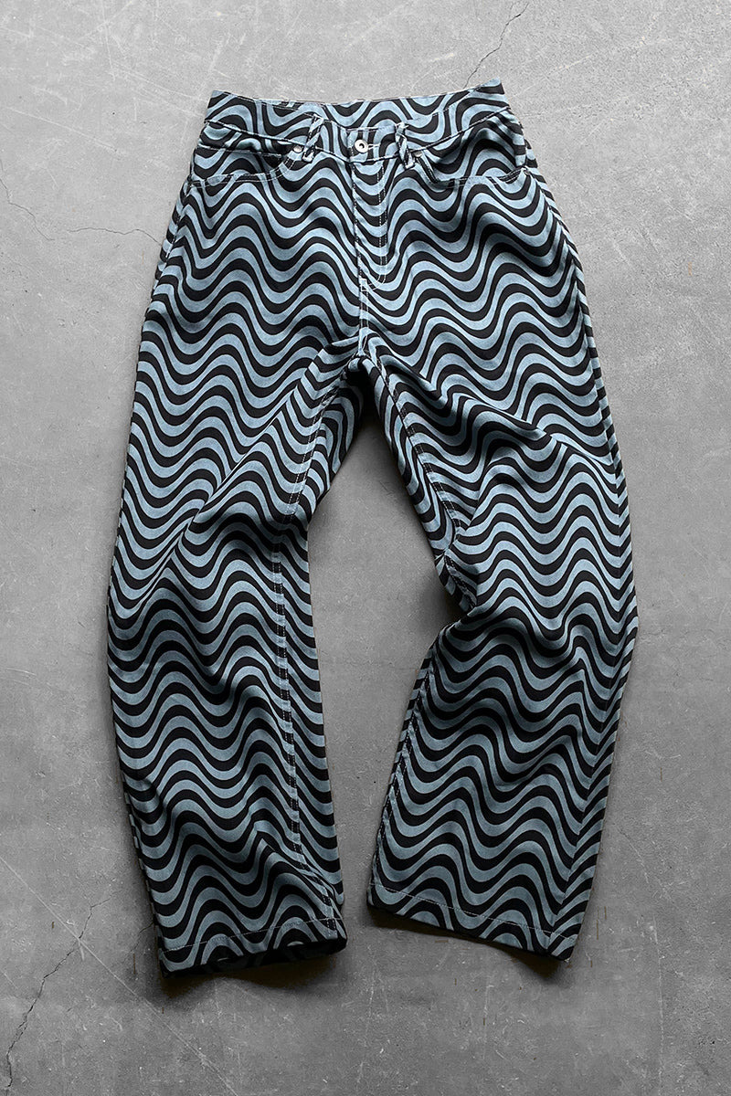 WAVE PATTERN DENIM PANTS / BLUE [SIZE: 28 USED]