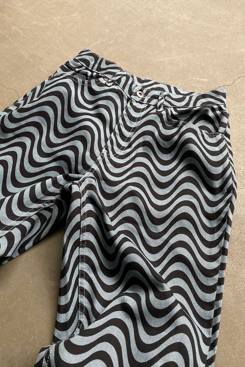 WAVE PATTERN DENIM PANTS / BLUE [SIZE: 28 USED]