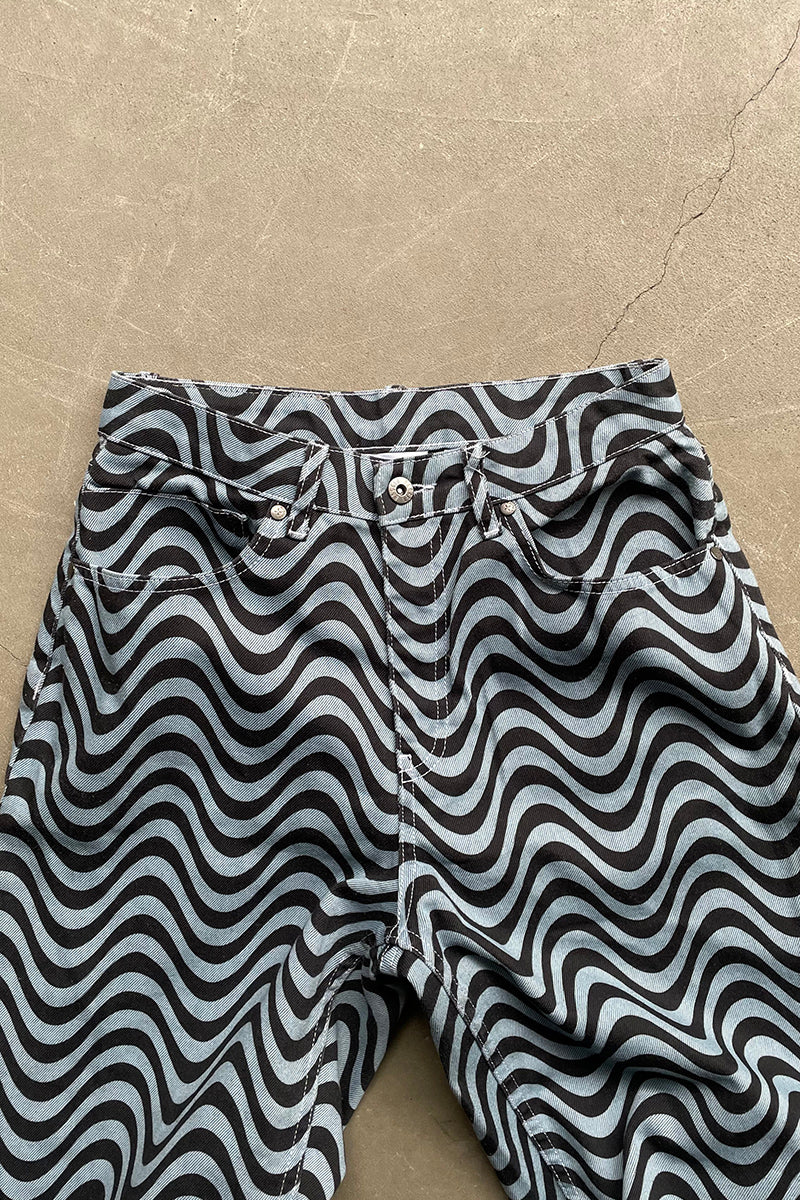WAVE PATTERN DENIM PANTS / BLUE [SIZE: 28 USED]