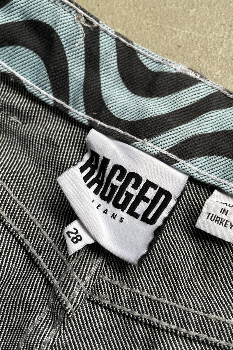 WAVE PATTERN DENIM PANTS / BLUE [SIZE: 28 USED]