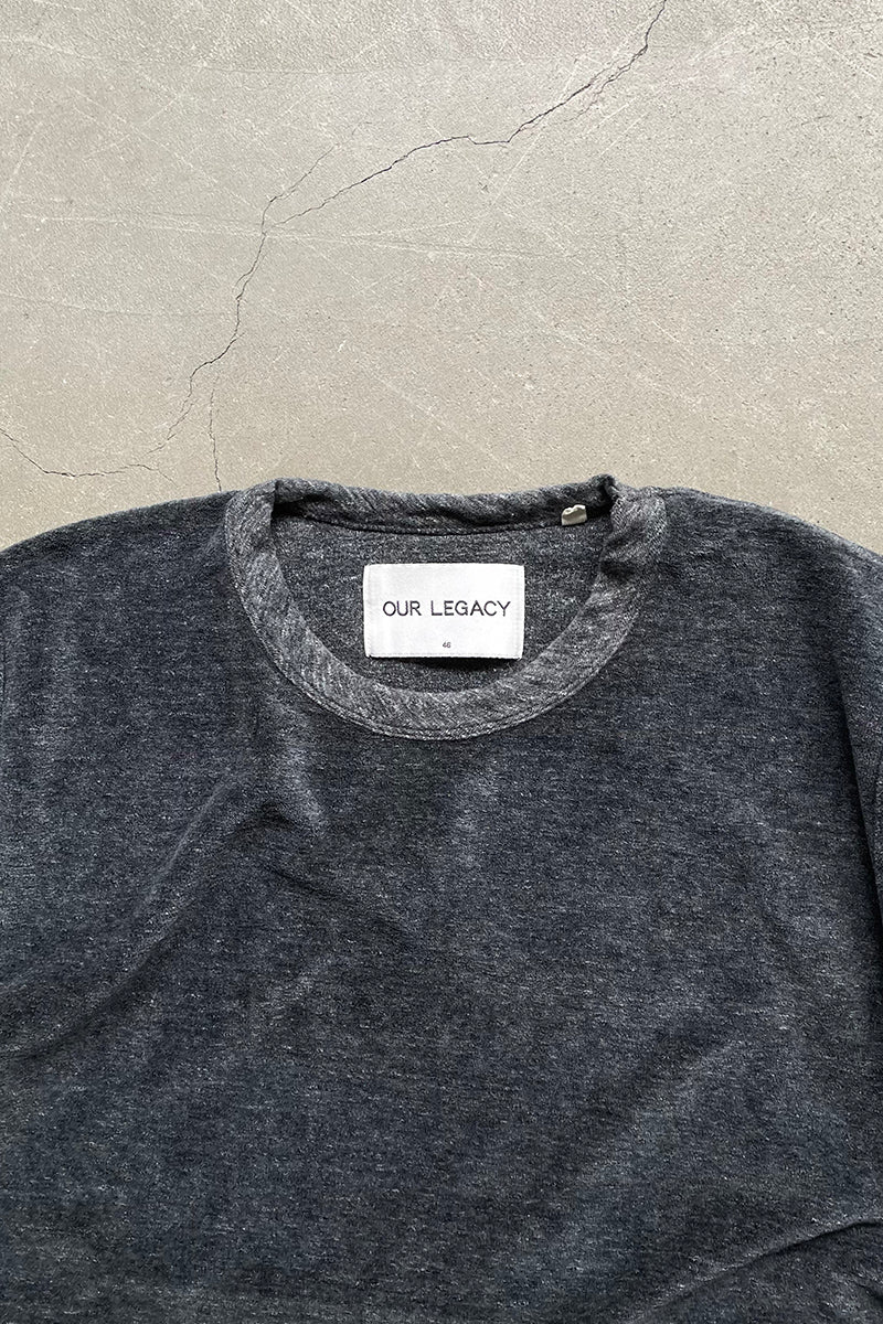 MELANGE VELOUR T-SHIRT / GRAY [SIZE: 46 USED]