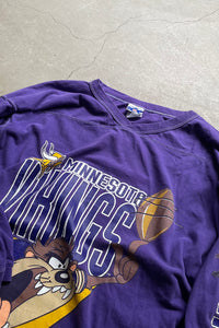94'S NFL VIKINGS WARNER BROS L/S T-SHIRT / PURPLE [SIZE: XL USED]