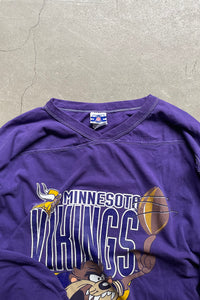 94'S NFL VIKINGS WARNER BROS L/S T-SHIRT / PURPLE [SIZE: XL USED]