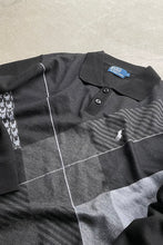 画像をギャラリービューアに読み込む, 90&#39;S MULTI PATTERN KNIT POLO EXCLUSIVE OF DECORATION  / BLACK [SIZE: L USED]
