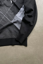 画像をギャラリービューアに読み込む, 90&#39;S MULTI PATTERN KNIT POLO EXCLUSIVE OF DECORATION  / BLACK [SIZE: L USED]

