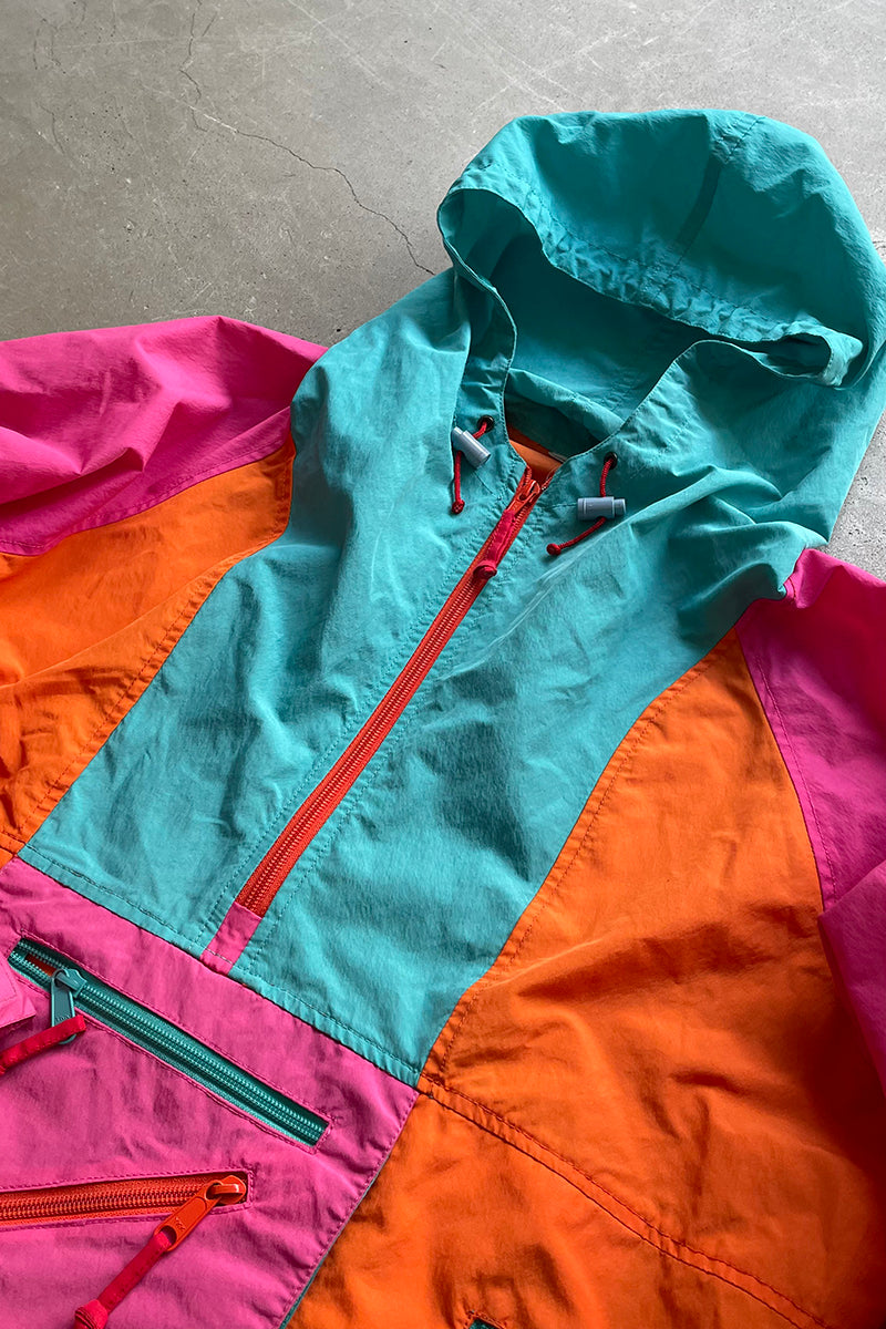90'S NYLON ANORAK JACKET / MULTI [SIZE: L USED]