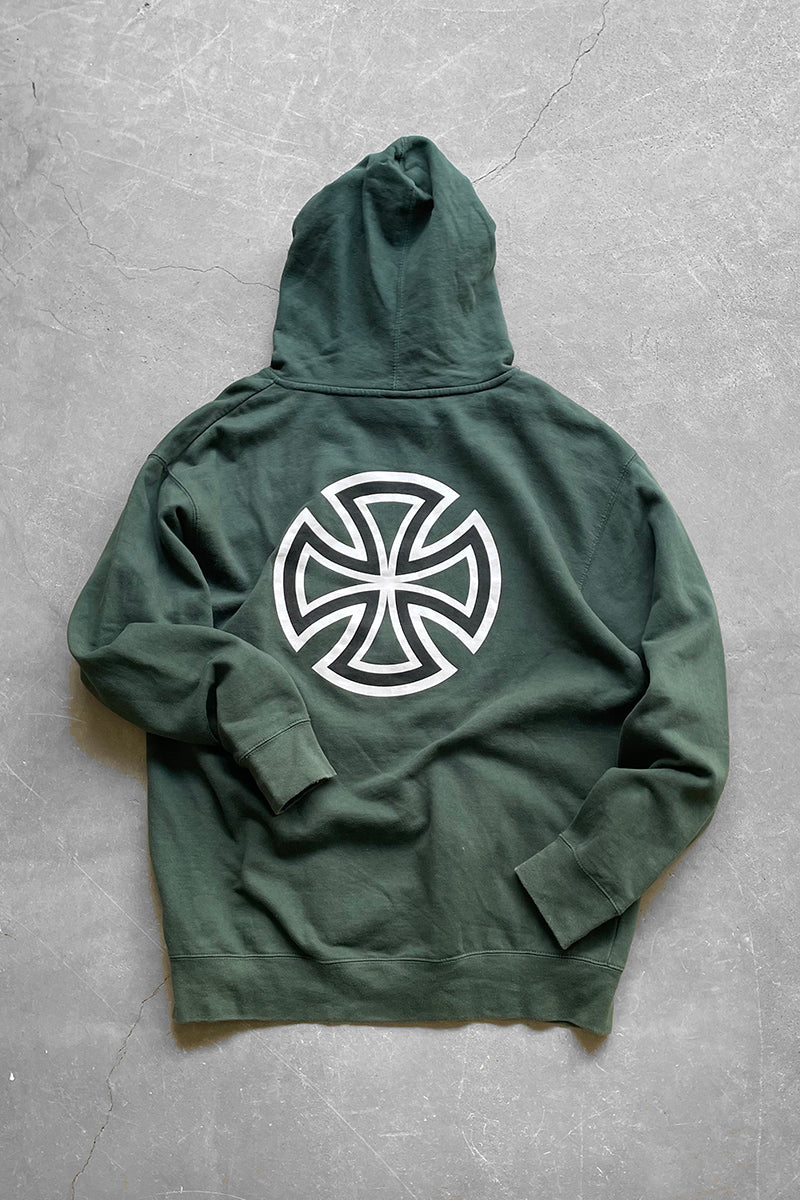 Y2K EARLY 00'S LOGO SWEAT HOODIE / GREEN [SIZE: L USED]
