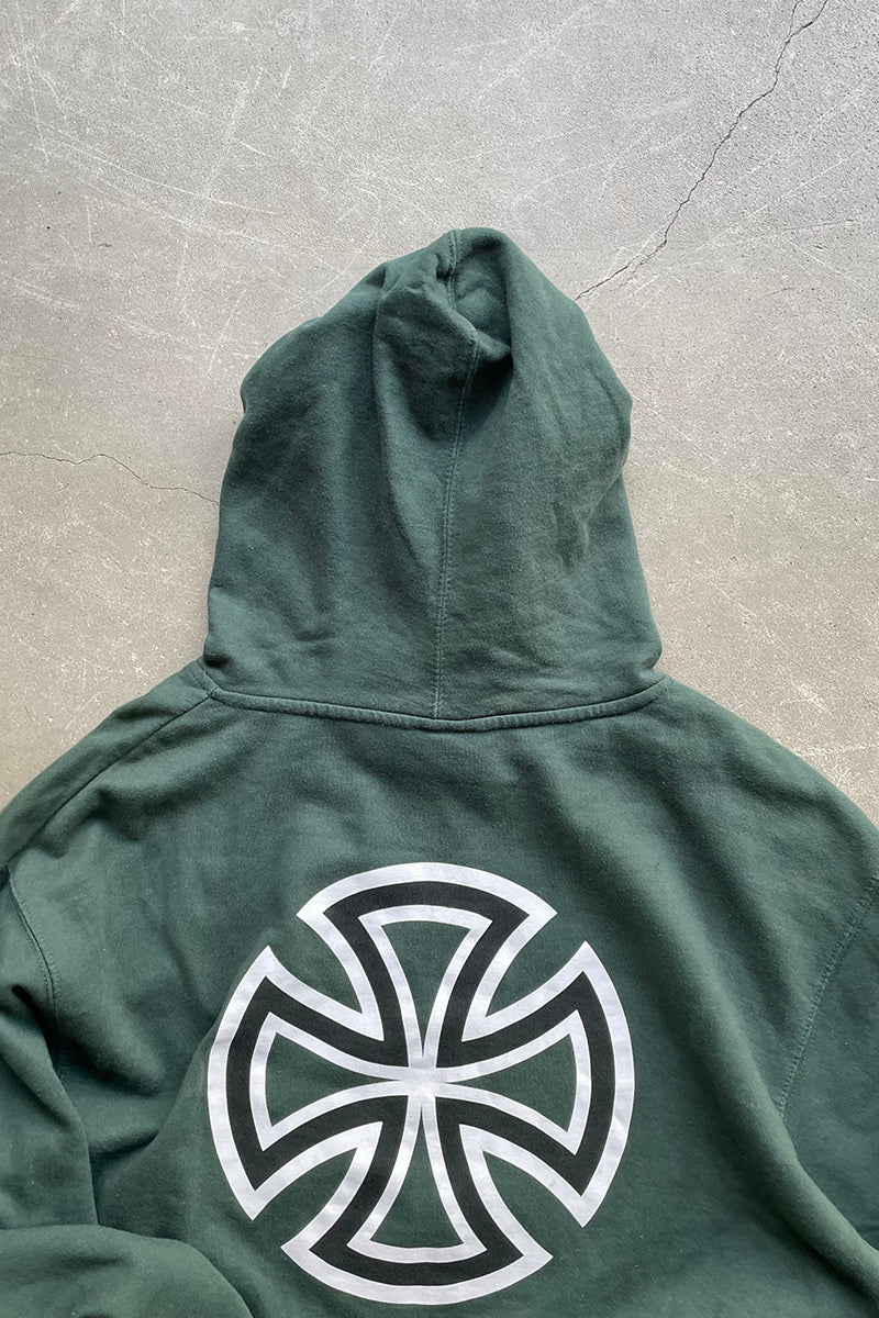 Y2K EARLY 00'S LOGO SWEAT HOODIE / GREEN [SIZE: L USED]