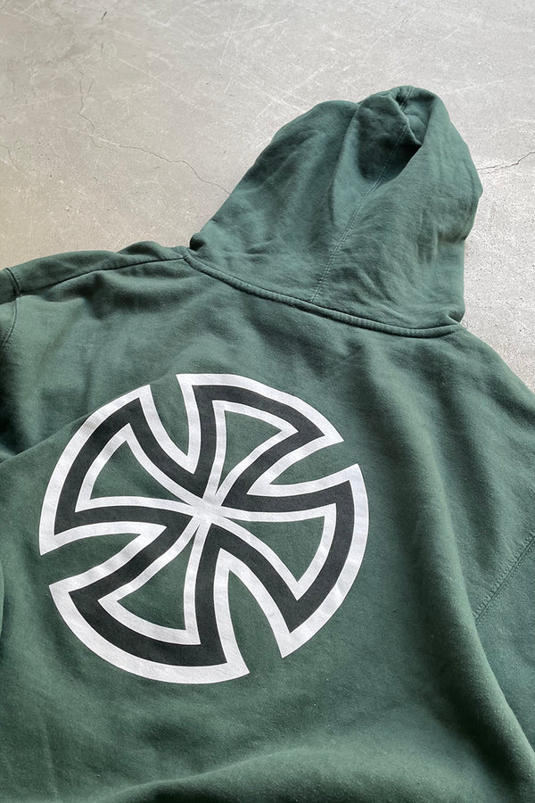 Y2K EARLY 00'S LOGO SWEAT HOODIE / GREEN [SIZE: L USED]