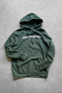 Y2K EARLY 00'S LOGO SWEAT HOODIE / GREEN [SIZE: L USED]