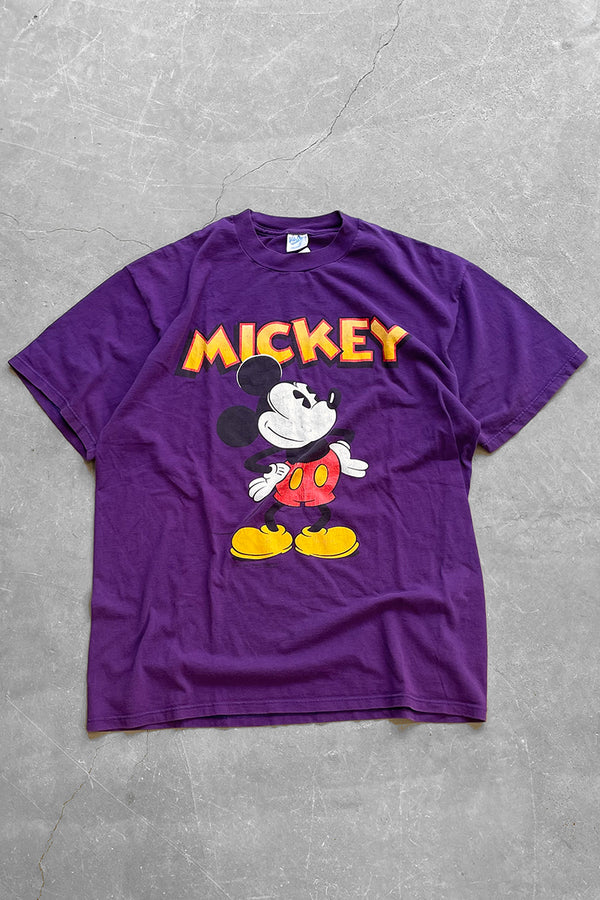 MADE IN USA 90'S MICKEY PRINT T-SHIRT / PURPLE [SIZE: XL USED]