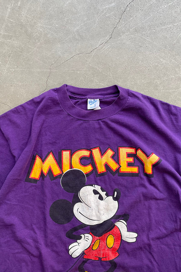 MADE IN USA 90'S MICKEY PRINT T-SHIRT / PURPLE [SIZE: XL USED]