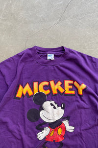 MADE IN USA 90'S MICKEY PRINT T-SHIRT / PURPLE [SIZE: XL USED]