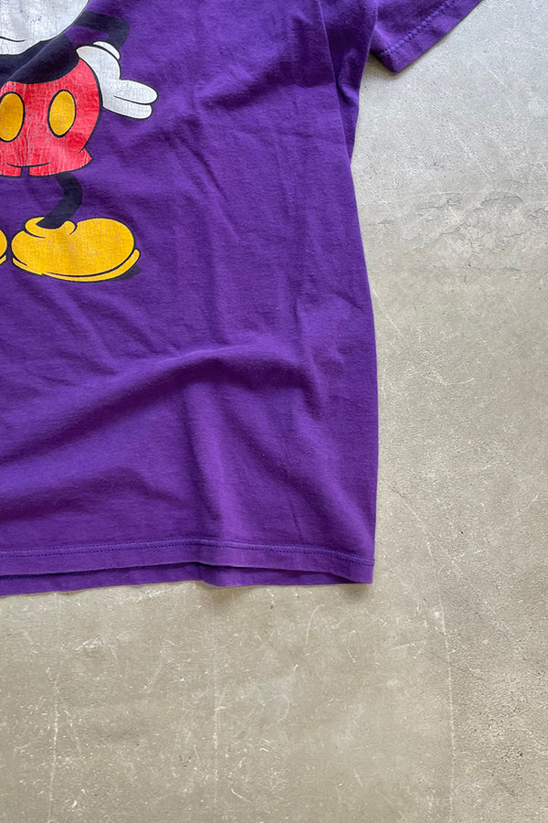 MADE IN USA 90'S MICKEY PRINT T-SHIRT / PURPLE [SIZE: XL USED]