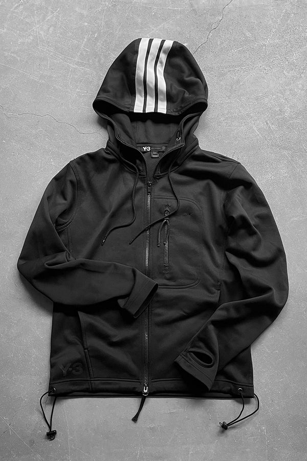 ZIP UP HOODED JACKET / BLACK [SIZE: S USED]