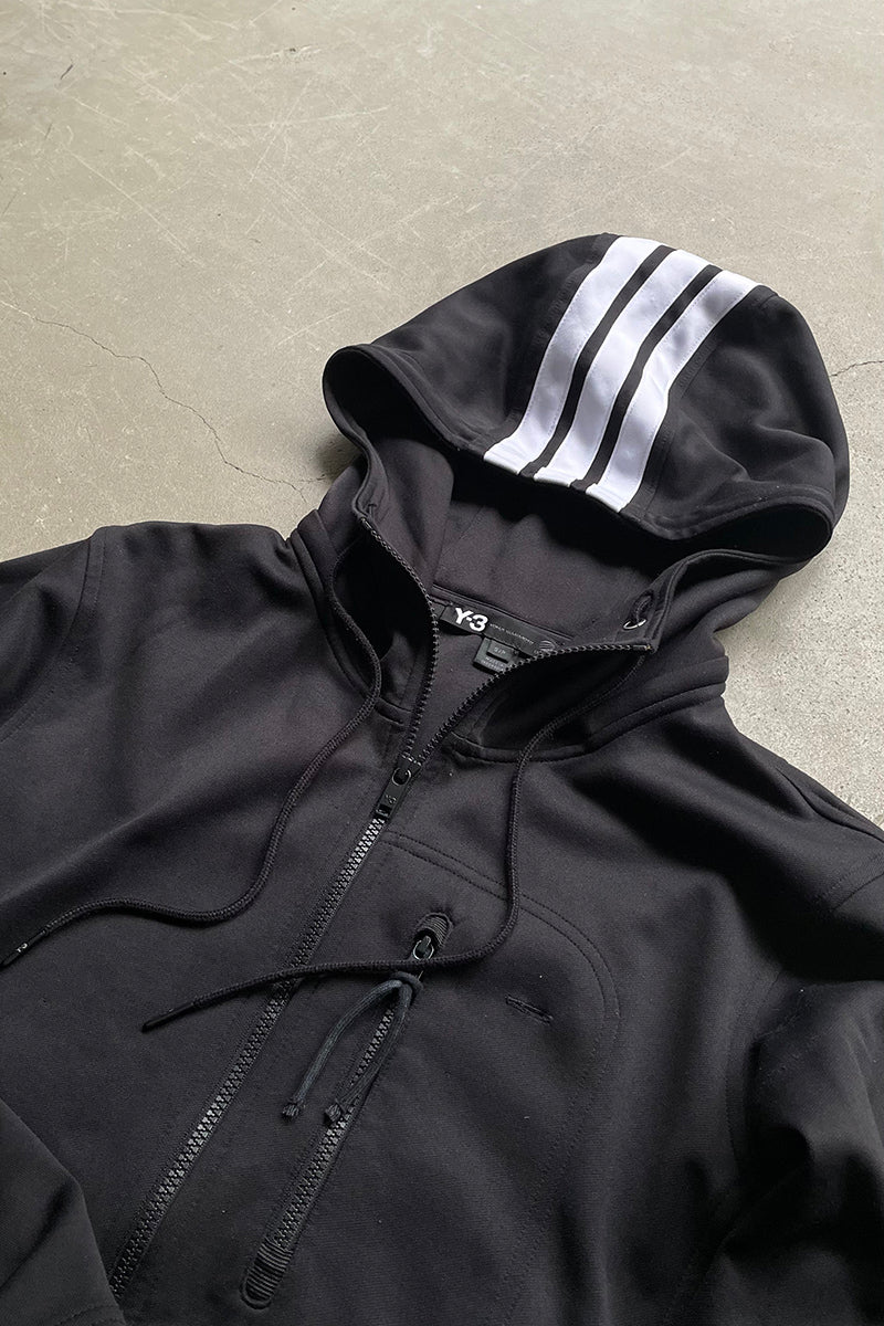 ZIP UP HOODED JACKET / BLACK [SIZE: S USED]