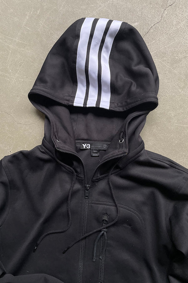 ZIP UP HOODED JACKET / BLACK [SIZE: S USED]