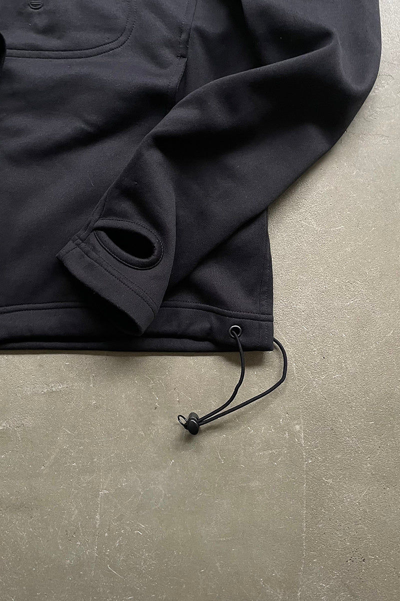 ZIP UP HOODED JACKET / BLACK [SIZE: S USED]