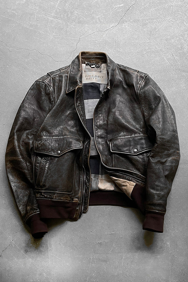 A-2 TYPE CALF LEATHER JACKET / BROWN [SIZE: M USED]