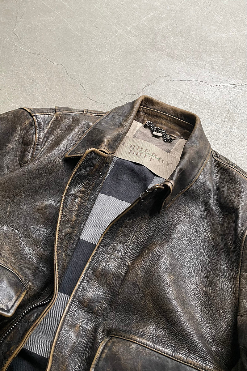 A-2 TYPE CALF LEATHER JACKET / BROWN [SIZE: M USED]