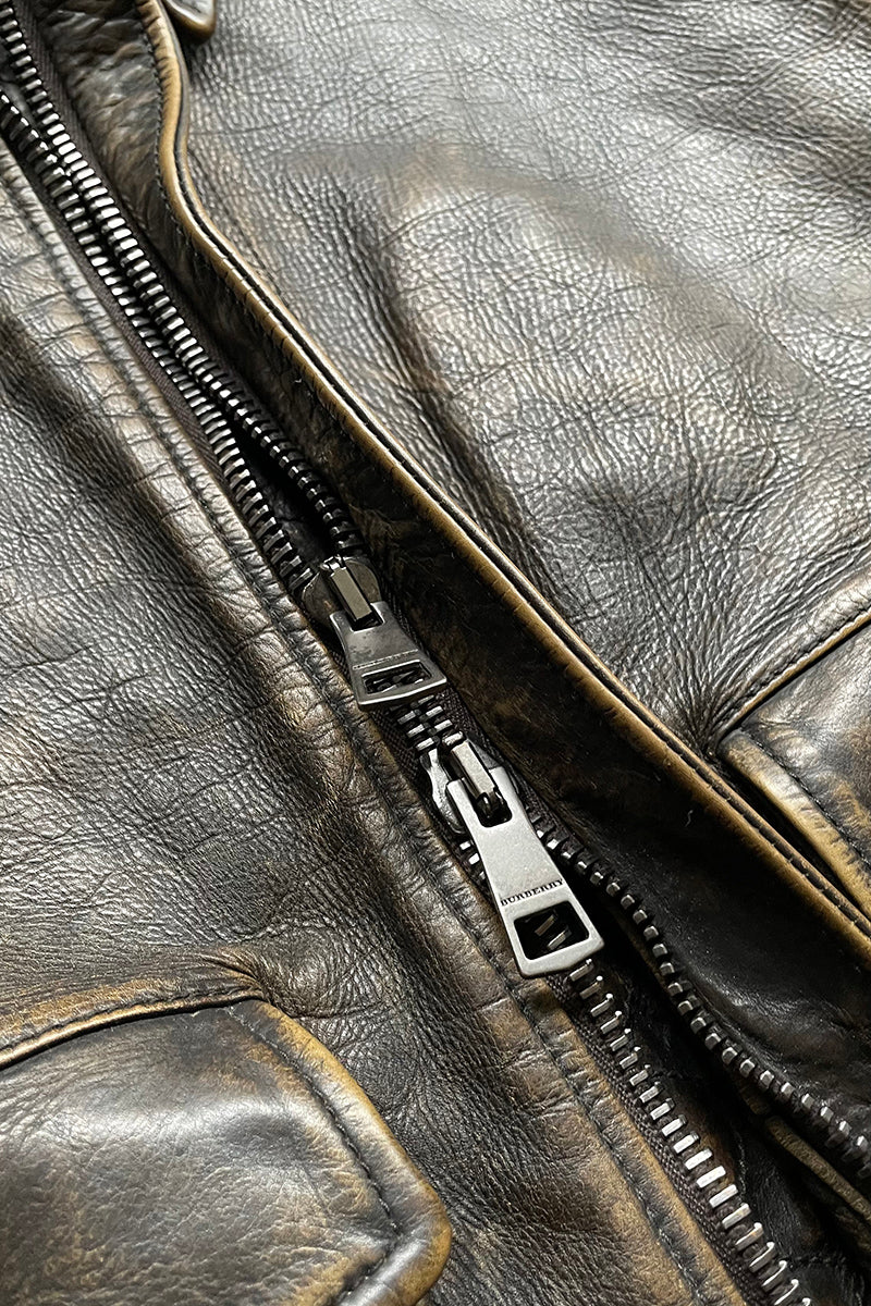 A-2 TYPE CALF LEATHER JACKET / BROWN [SIZE: M USED]