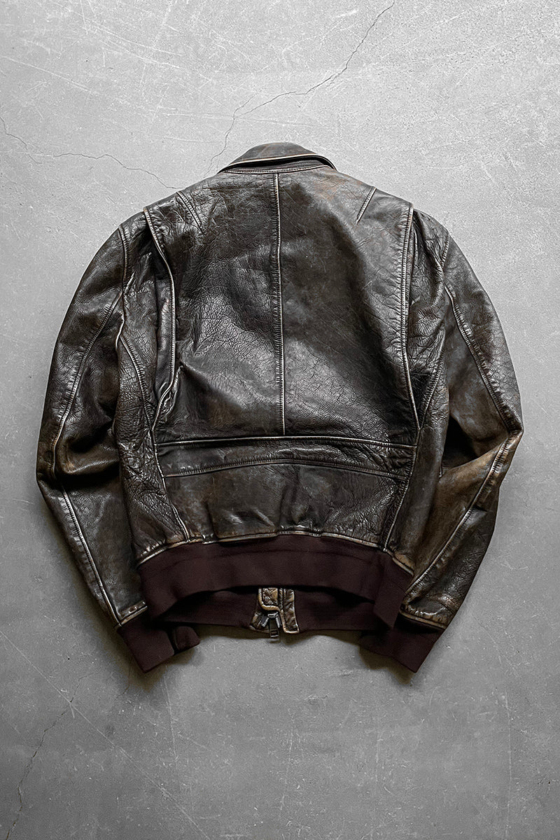 A-2 TYPE CALF LEATHER JACKET / BROWN [SIZE: M USED]