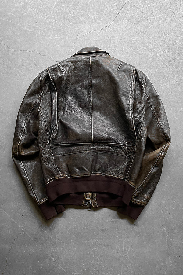 A-2 TYPE CALF LEATHER JACKET / BROWN [SIZE: M USED]
