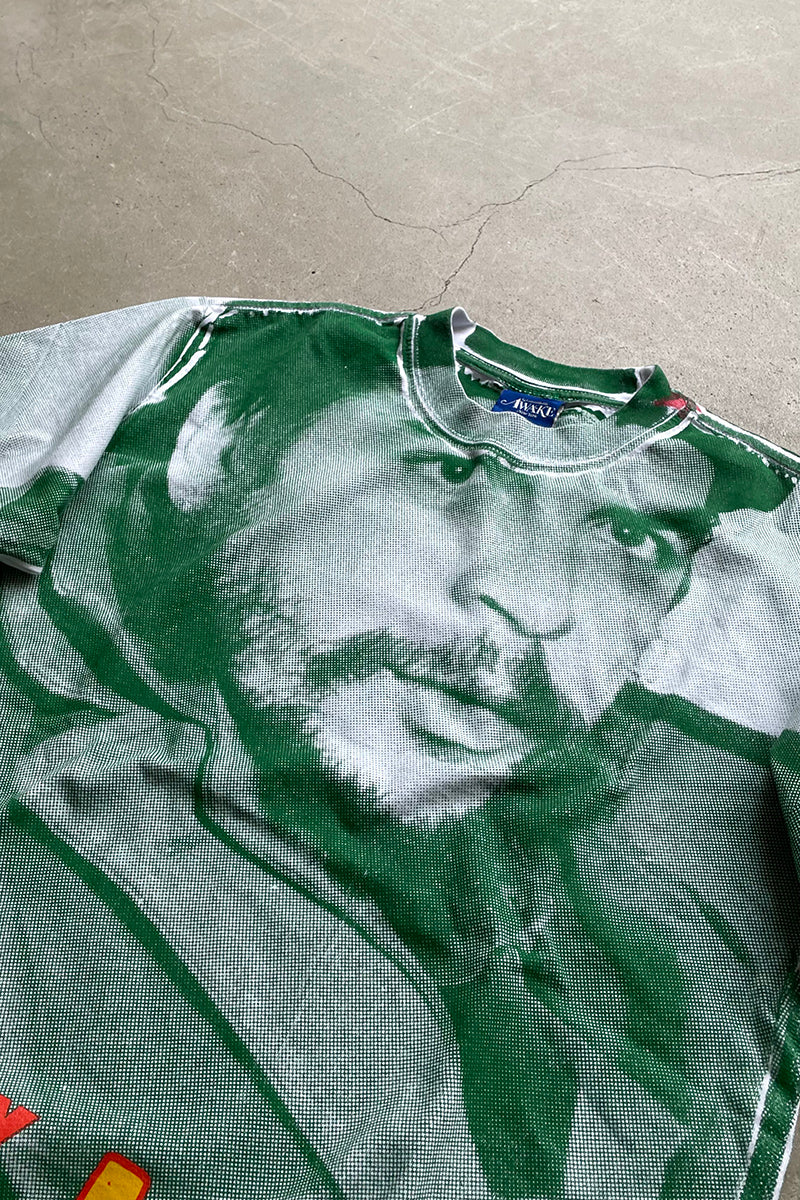 HASTA LA VICTORIA SIEMPRE ALLOVER PRINTED T-SHIRT / GREEN [SIZE: M USED]