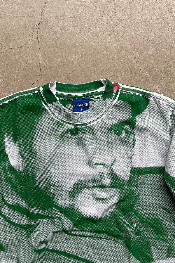 HASTA LA VICTORIA SIEMPRE ALLOVER PRINTED T-SHIRT / GREEN [SIZE: M USED]