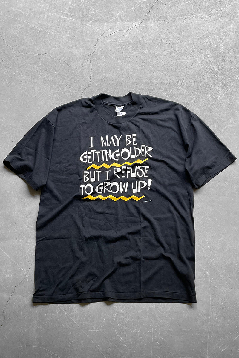 MADE IN USA 90'S I MAY BE MESSAGE T-SHIRT / BLACK [SIZE: XL USED]