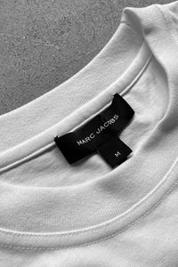 MADE IN PORTUGAL STRIPE SEQUINS BOX T-SHIRT / WHITE [SIZE: M USED]