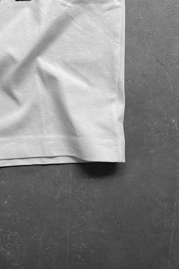 MADE IN PORTUGAL STRIPE SEQUINS BOX T-SHIRT / WHITE [SIZE: M USED]