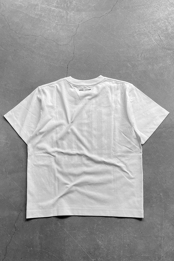 MADE IN PORTUGAL STRIPE SEQUINS BOX T-SHIRT / WHITE [SIZE: M USED]