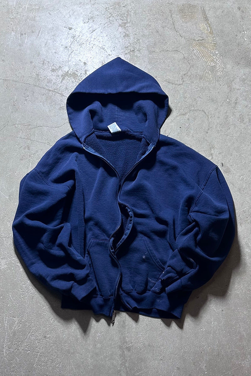MADE IN MEXICO Y2K EARLY 00'S ZIP SWEAT HOODIE / NAVY [SIZE: XL USED]