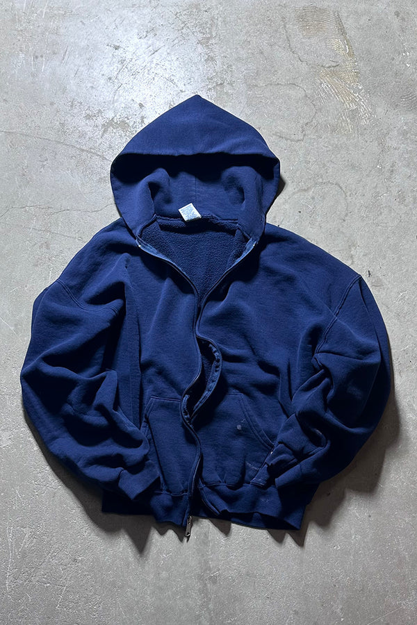 MADE IN MEXICO Y2K EARLY 00'S ZIP SWEAT HOODIE / NAVY [SIZE: XL USED]