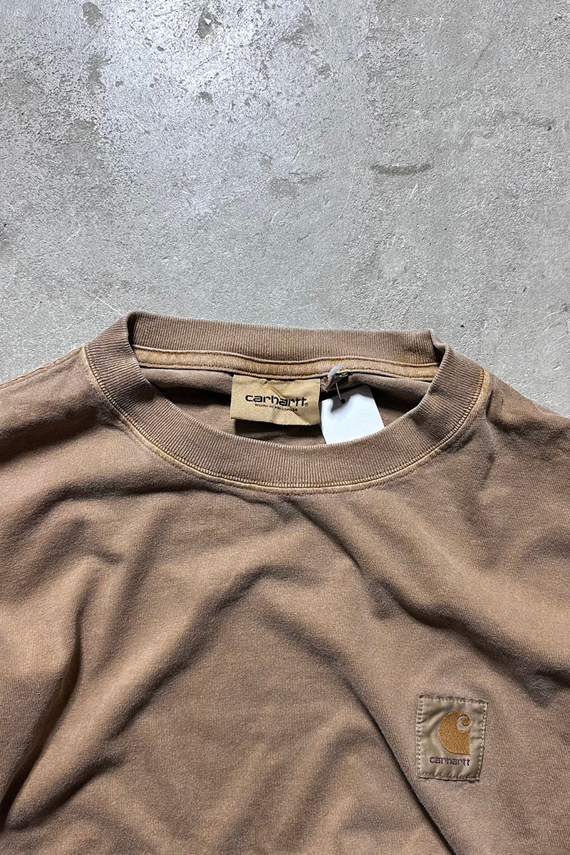 L/S OVERDYE T-SHIRT / BROWN [SIZE: S USED]