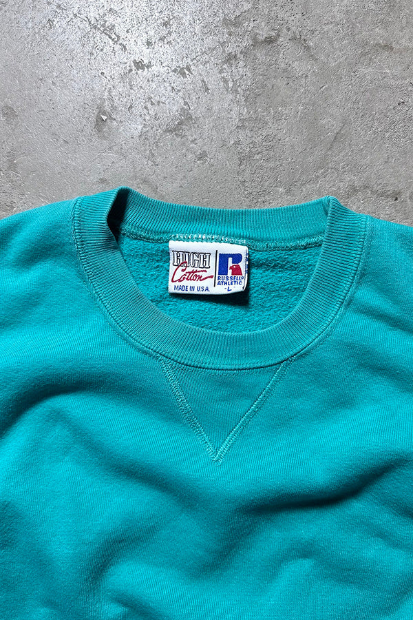 MADE IN USA 90'S HIGH COTTON SWEATSHIRT / GREEN [SIZE: L USED]