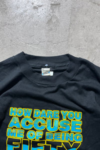 MADE IN USA 80'S FIFTY MESSAGE T-SHIRT / BLACK [SIZE: XL USED]